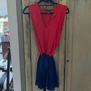 Jay Godfrey red & blue silk dress